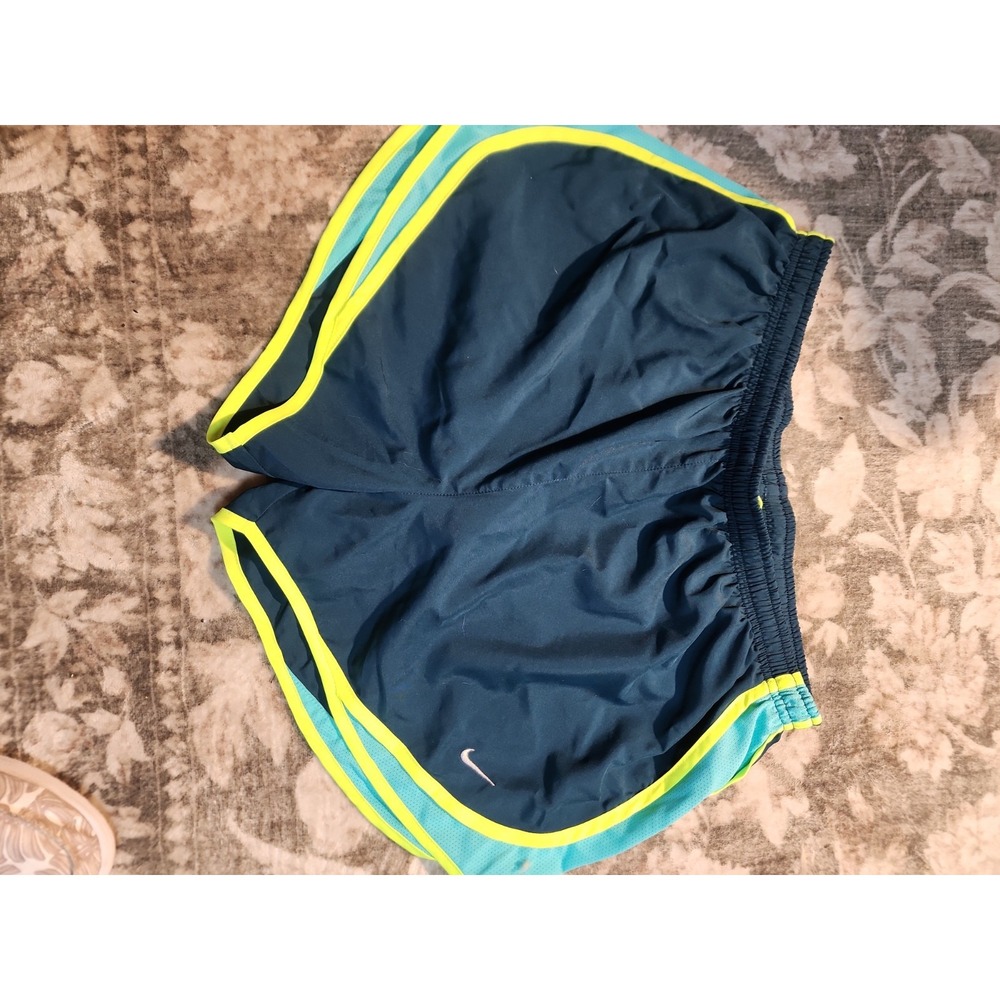 Nike Dri-Fit Tempo Running Shorts Navy/Teal/Neon Women's Large